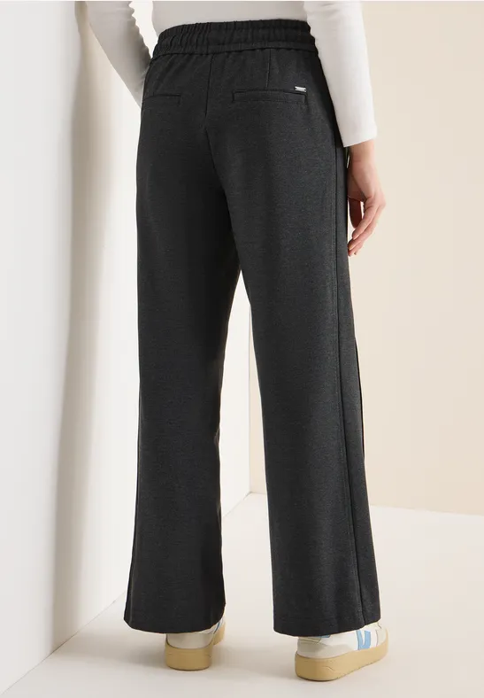 Wide Leg Hose mit Tape deep grey melange
