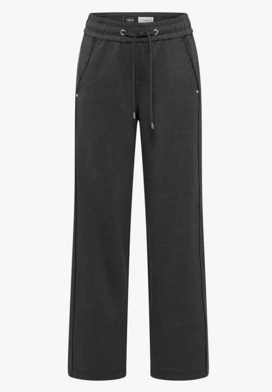 Wide Leg Hose mit Tape deep grey melange