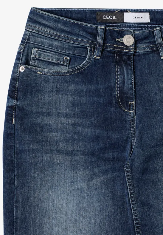 Straight Leg Jeans mid blue used wash