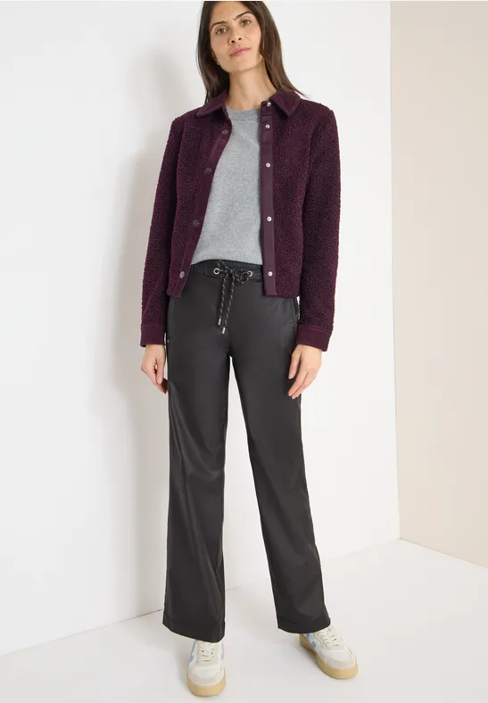 Beschichtete Wide Leg Hose Black