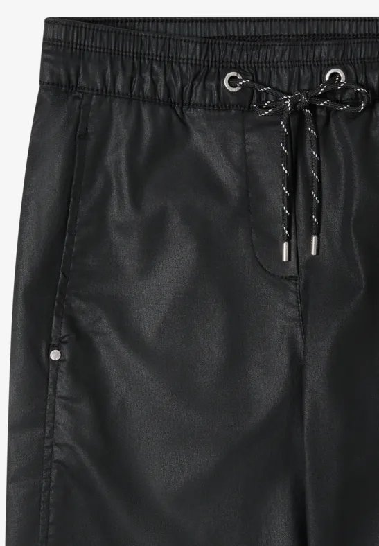Beschichtete Wide Leg Hose Black