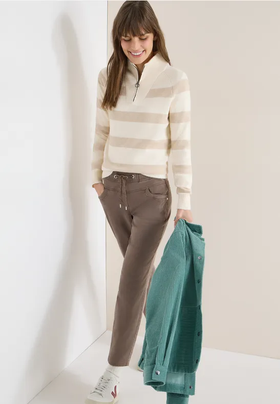 Pantalon look délavé coffee taupe