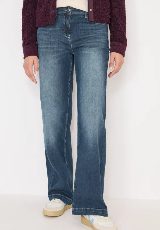 Wide Leg Jeans mid blue used wash