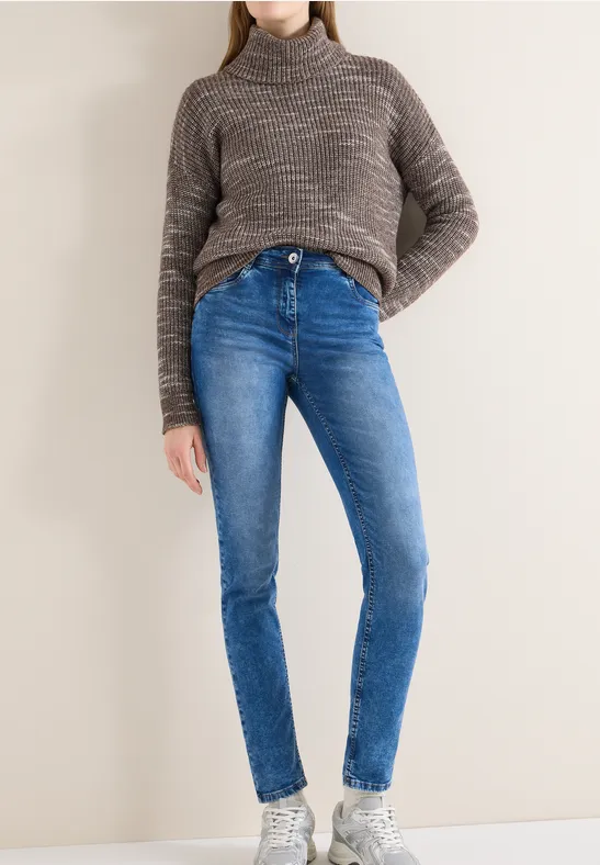 Jeans met smalle pijpen mid blue wash