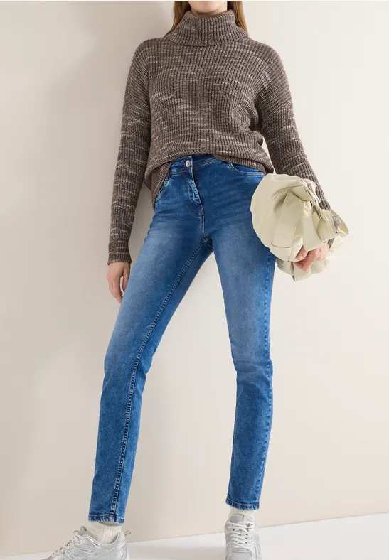 Jeans met smalle pijpen mid blue wash