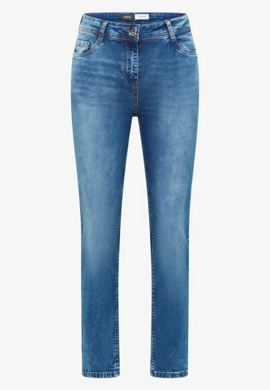 Jeans met smalle pijpen mid blue wash