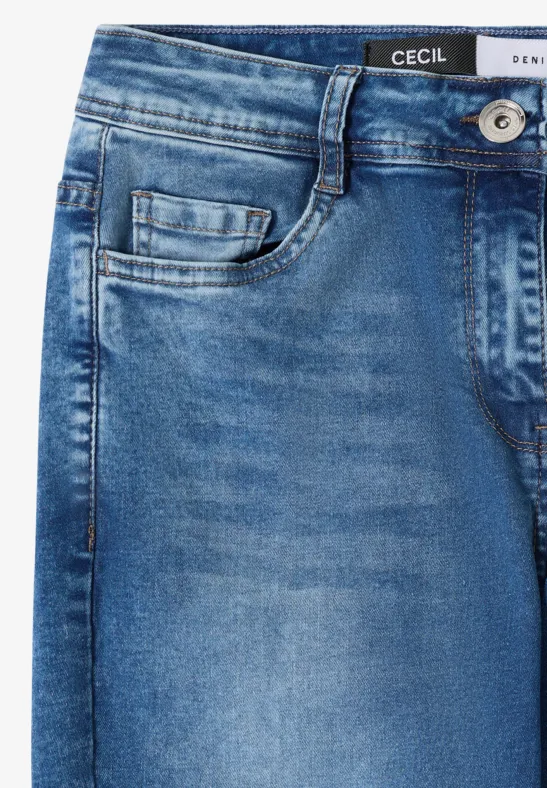 Jeans met smalle pijpen mid blue wash