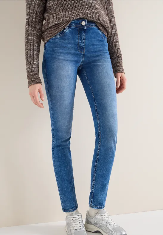 Jeans met smalle pijpen mid blue wash