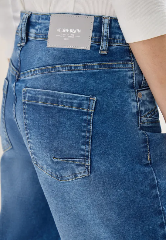 Jeans mit Saumdetail mid blue used wash