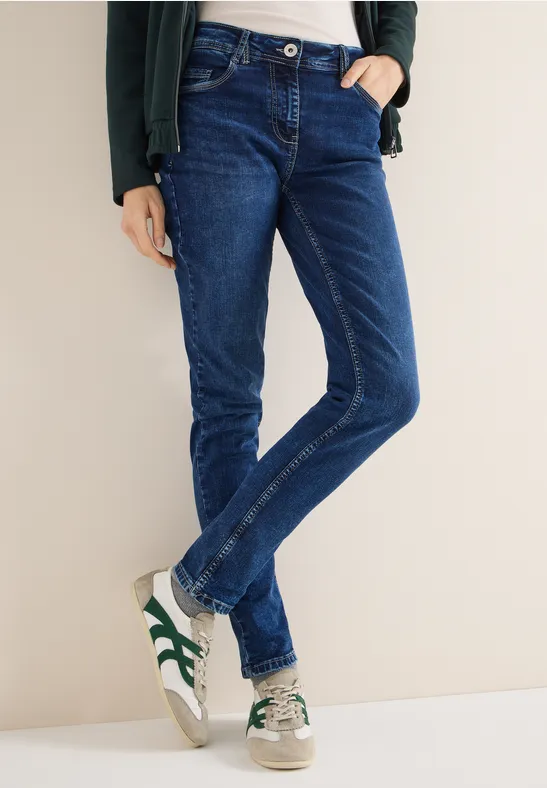 Jeans im Slim Fit mid blue used wash