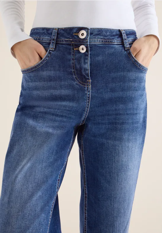 Wide Leg Jeans mid blue used wash
