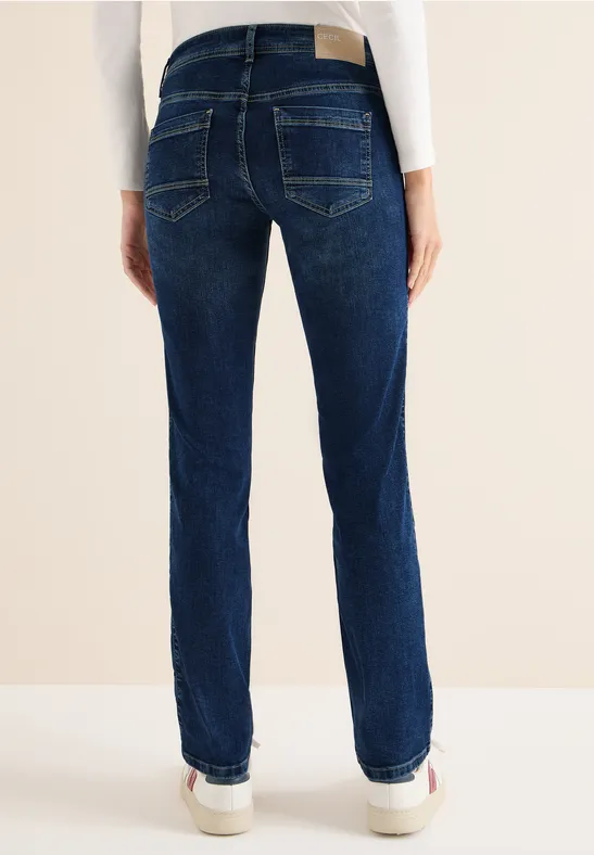 Jeans mit Gallonstreifen Dark blue wash