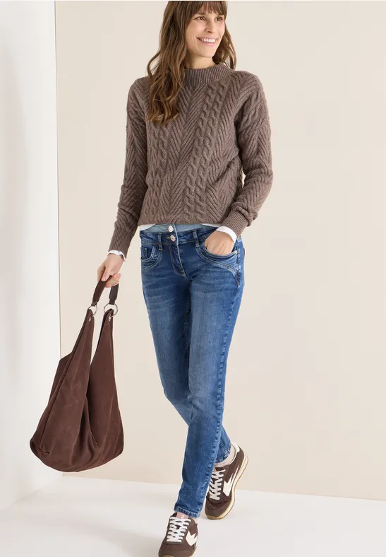 Jeans avec double ceinture mid blue wash