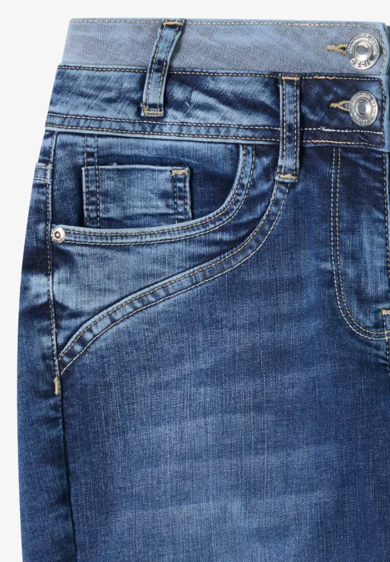 Jeans avec double ceinture mid blue wash