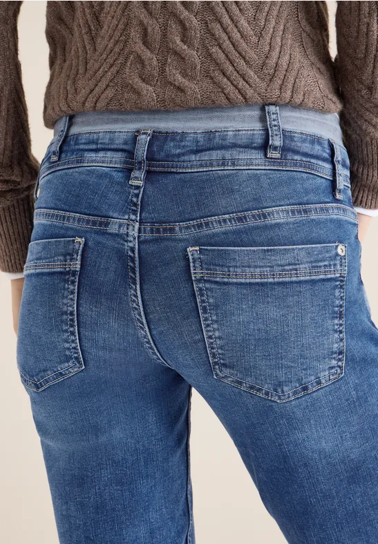 Jeans avec double ceinture mid blue wash