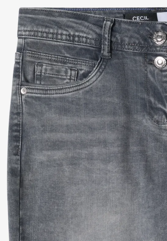 High Waist Wide Leg Jeans im Loose Fit mid grey used wash