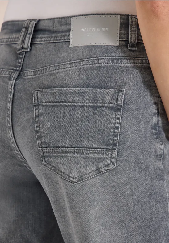 High Waist Wide Leg Jeans im Loose Fit mid grey used wash