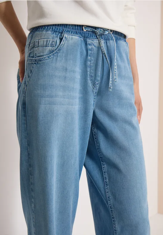 High Waist Wide Leg Jeans im Loose Fit light blue used wash