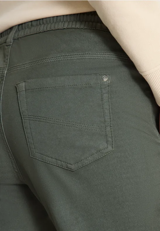 Mid Waist Slim Leg Hose im Loose Fit sea weed khaki