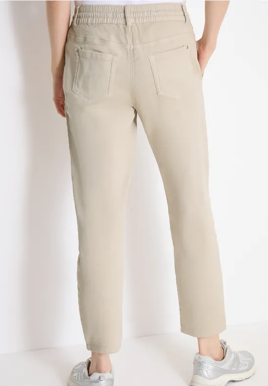 Mid Waist Slim Leg Hose im Loose Fit grain beige