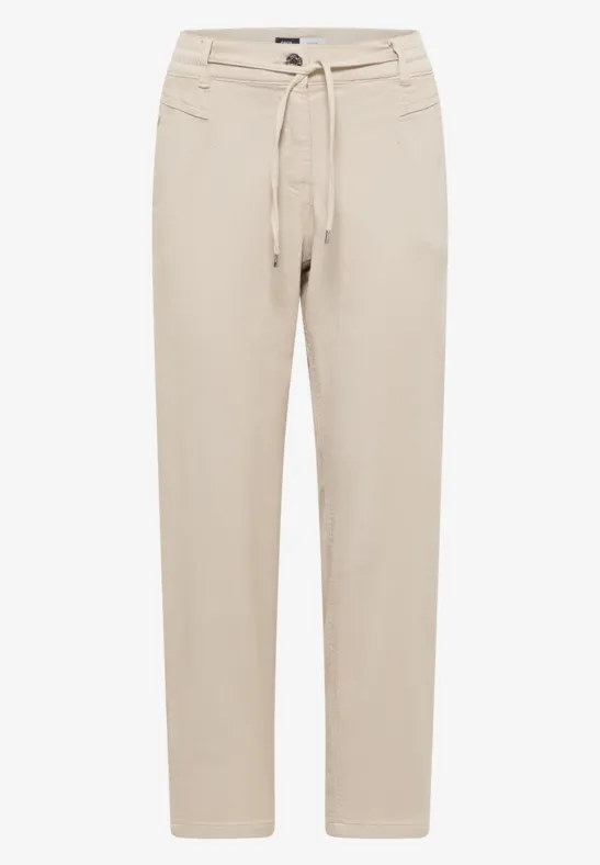 Mid Waist Slim Leg Hose im Loose Fit grain beige