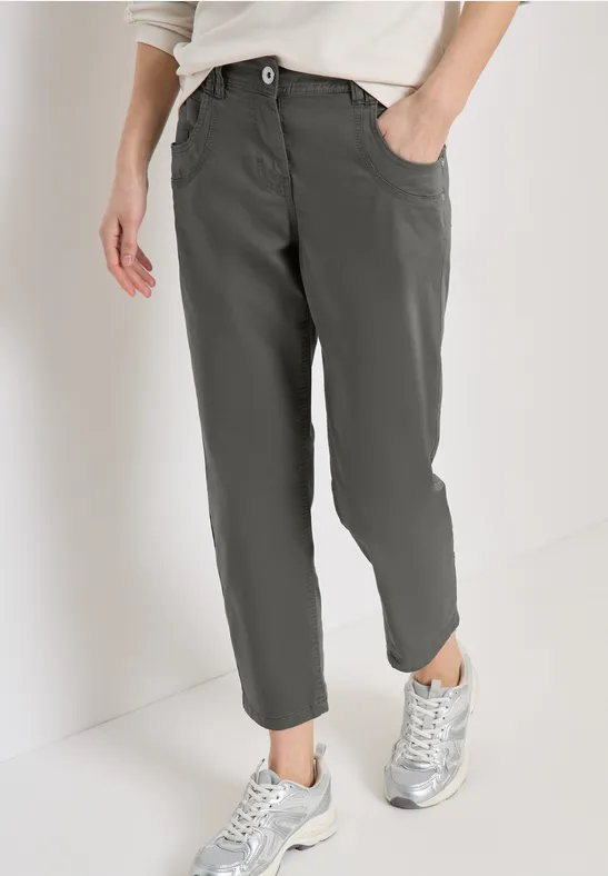 Mid Waist Slim Leg Hose im Casual Fit clear khaki