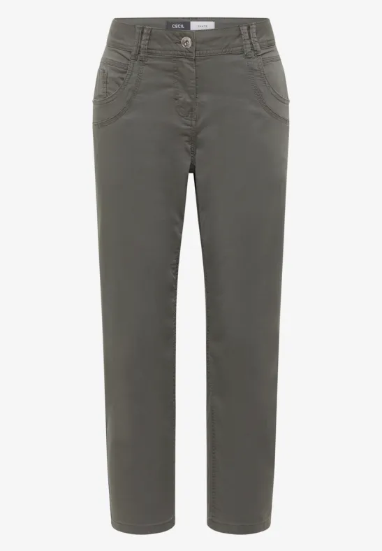 Mid Waist Slim Leg Hose im Casual Fit clear khaki