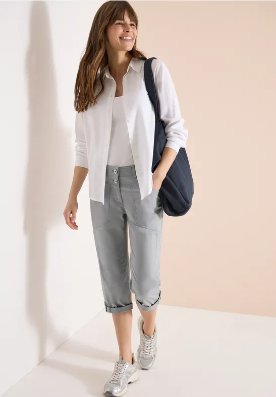 Mid Waist Casual Fit Hose mit Turn Up obelisk grey