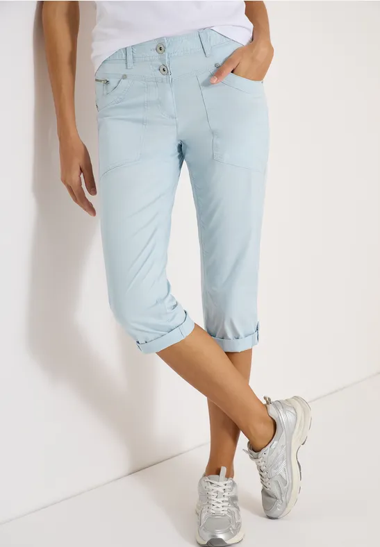 Mid Waist Casual Fit Hose mit Turn Up diamond blue
