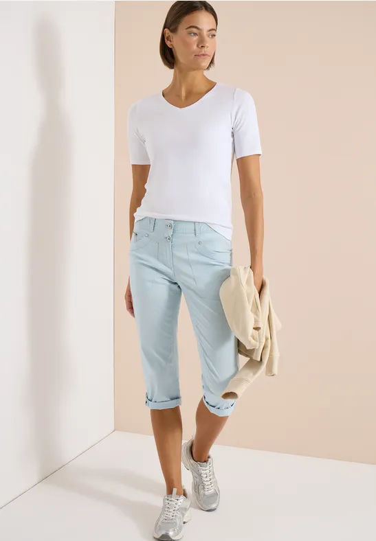 Mid Waist Casual Fit Hose mit Turn Up diamond blue