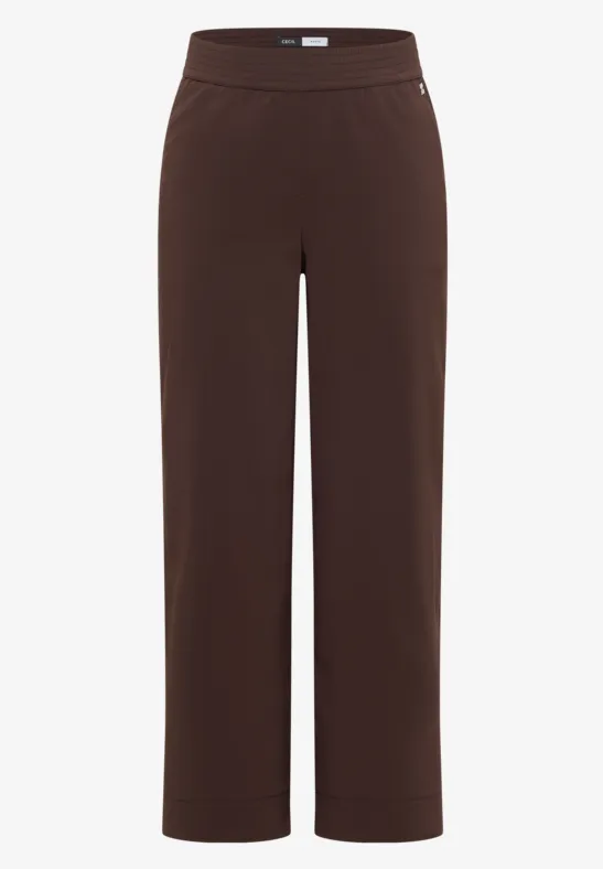 Braune, weiche Hose mit weitem Bein und elastischem Bund