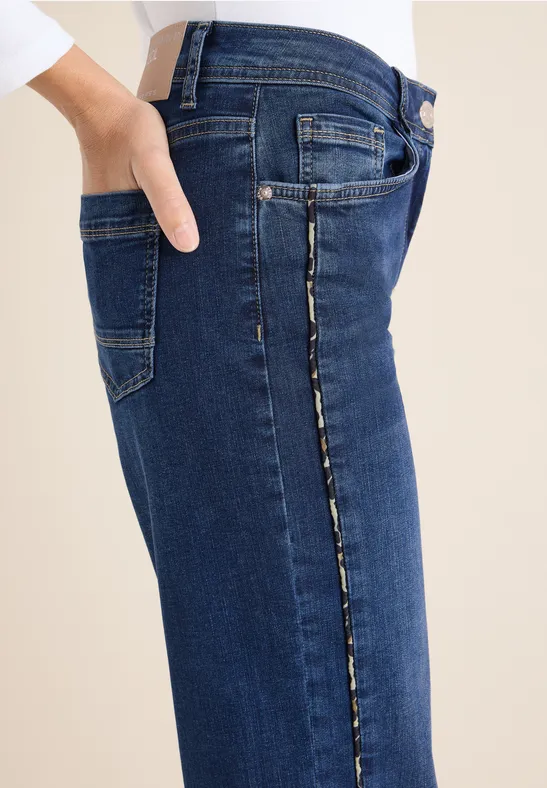 Jeans mit Gallonstreifen Dark blue wash