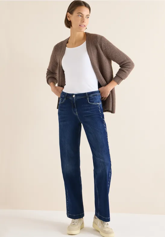 Jeans mit Gallonstreifen Dark blue wash