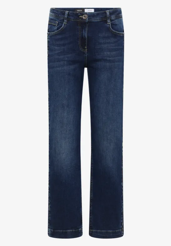 Jeans mit Gallonstreifen Dark blue wash
