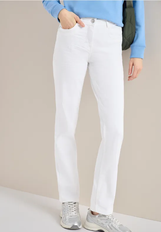 High Waist Straight Leg Jeans im Slim Fit White