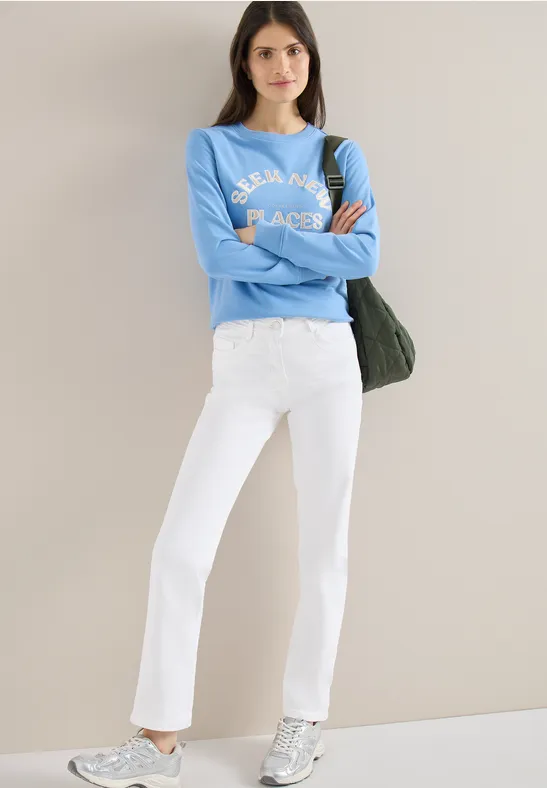High Waist Straight Leg Jeans im Slim Fit White