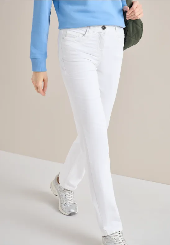 High Waist Straight Leg Jeans im Slim Fit White