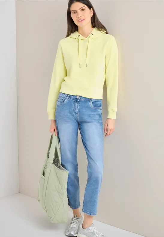 High Waist Straight Leg Jeans im Slim Fit light blue washed