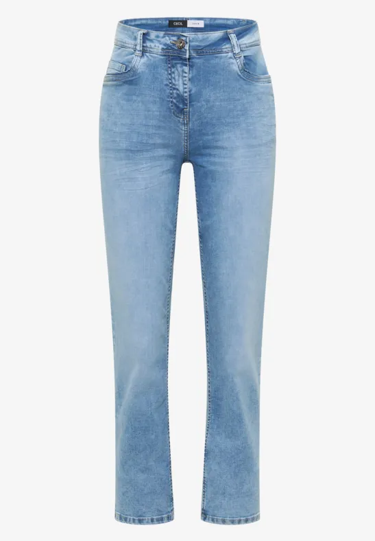 High Waist Straight Leg Jeans im Slim Fit light blue washed