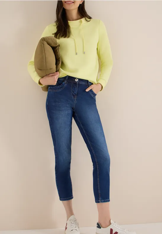 Mid Waist Slim Leg Jeans im Casual Fit Dark blue wash