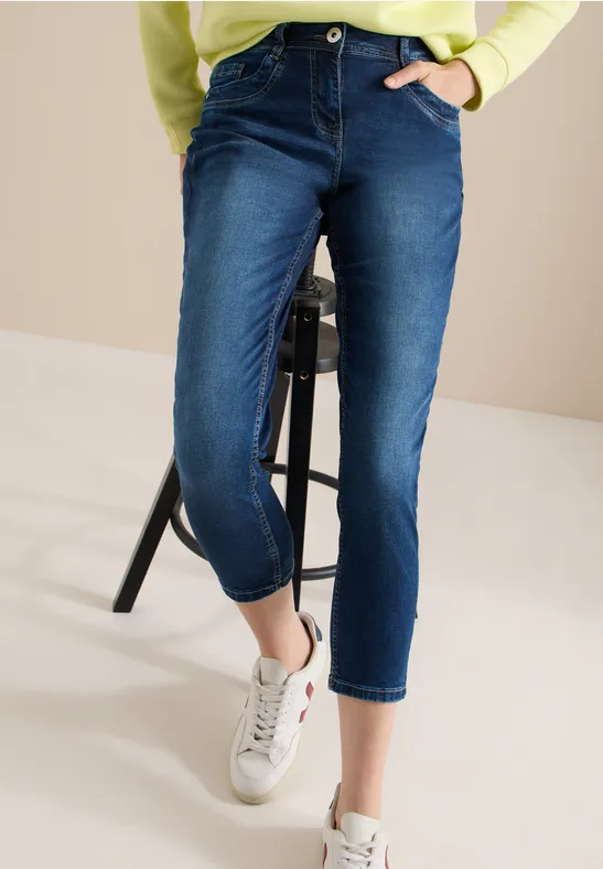 Mid Waist Slim Leg Jeans im Casual Fit Dark blue wash