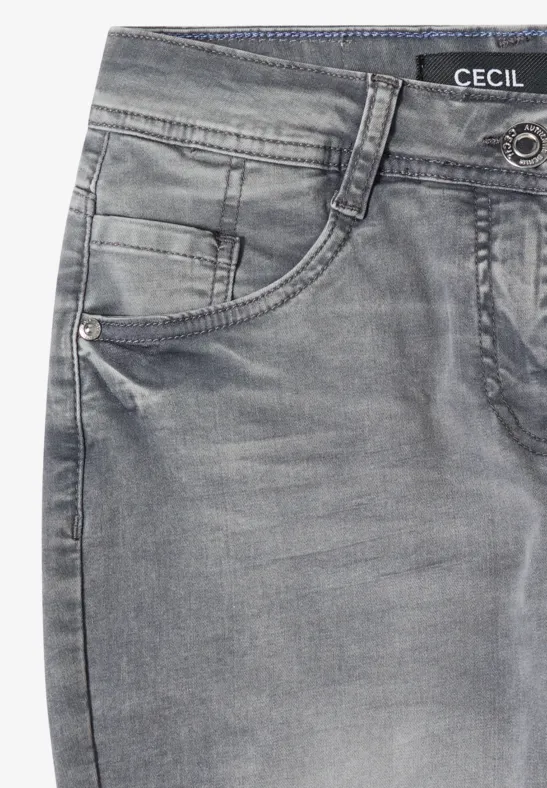 Graue Jeans mit vorderer Tasche und Label "Cecil" am Bund