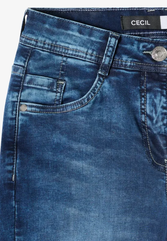 Jeans 3/4 Slim Leg en Casual Fit Dark blue wash