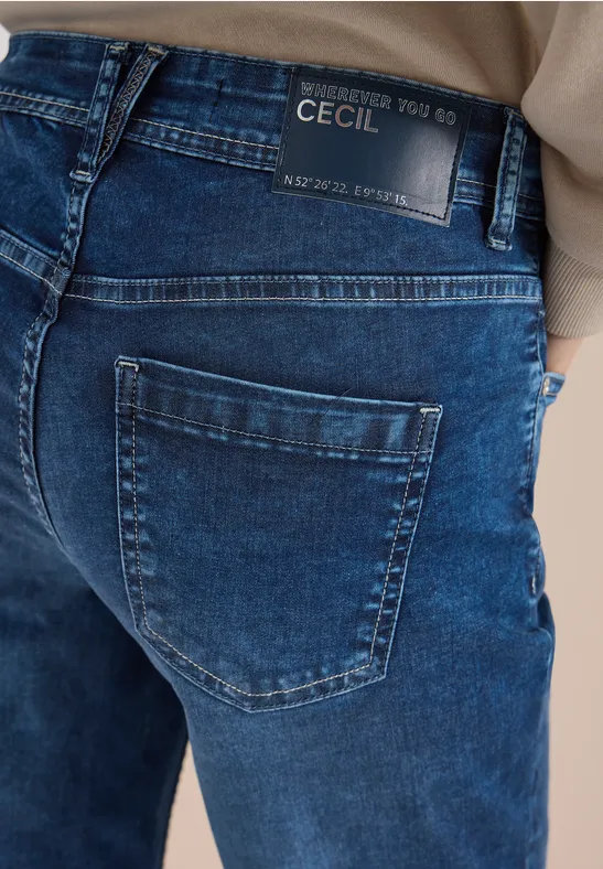 Jeans 3/4 Slim Leg en Casual Fit Dark blue wash