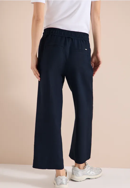 Wide Leg Pantalon Loose Fit en mélange de lin universal blue