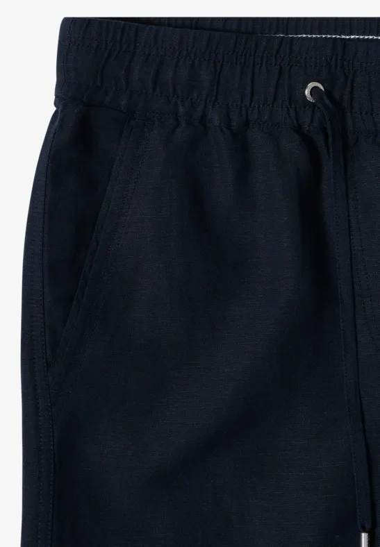 Wide Leg Pantalon Loose Fit en mélange de lin universal blue