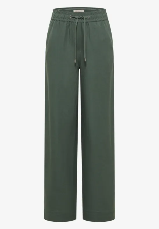 Wide Leg Pantalon Loose Fit en mélange de lin just khaki