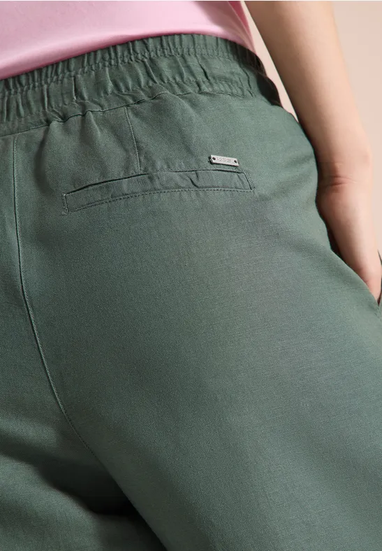 Wide Leg Pantalon Loose Fit en mélange de lin just khaki