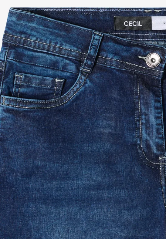 Jeans 3/4 Wide Leg en Loose Fit Dark blue wash