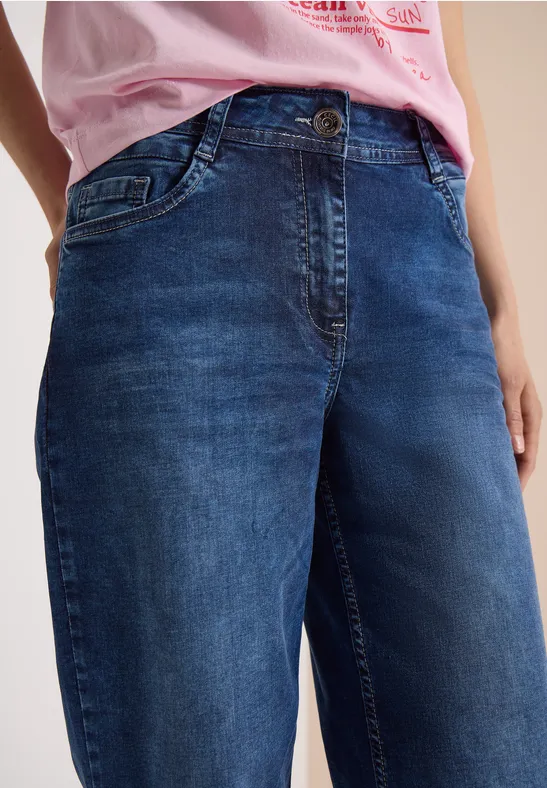 Jeans 3/4 Wide Leg en Loose Fit Dark blue wash